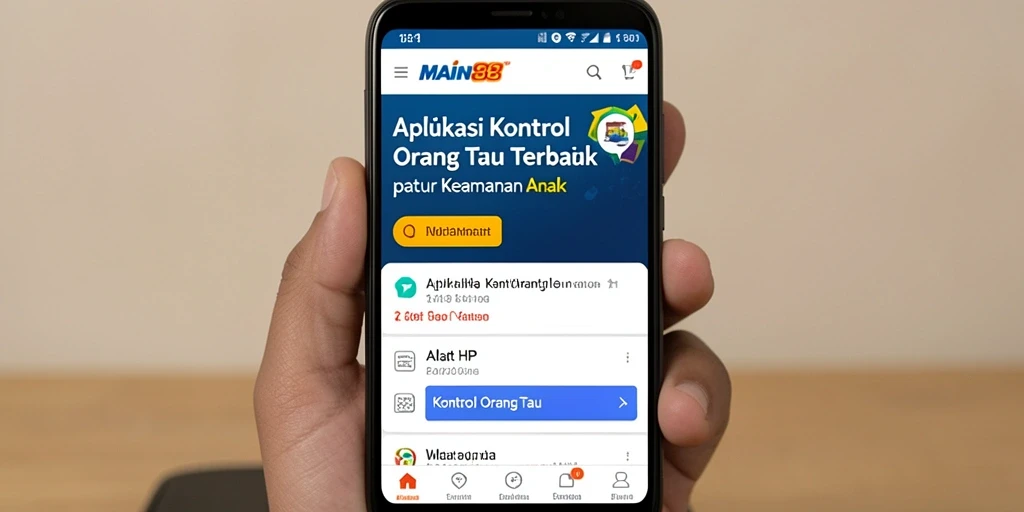 Screenshot aplikasi MAIN88 menampilkan antarmuka kontrol orang tua yang sederhana dan efektif.