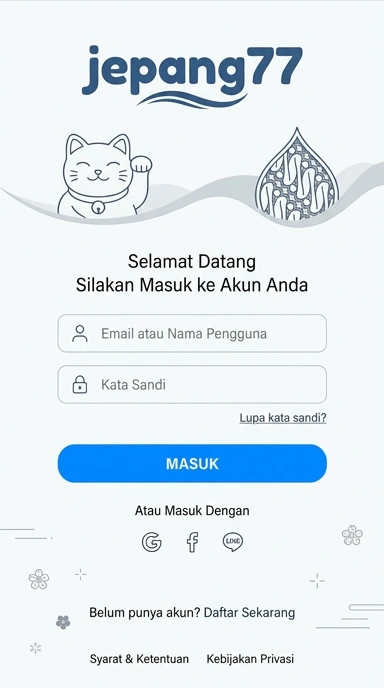 Tampilan halaman login jepang77